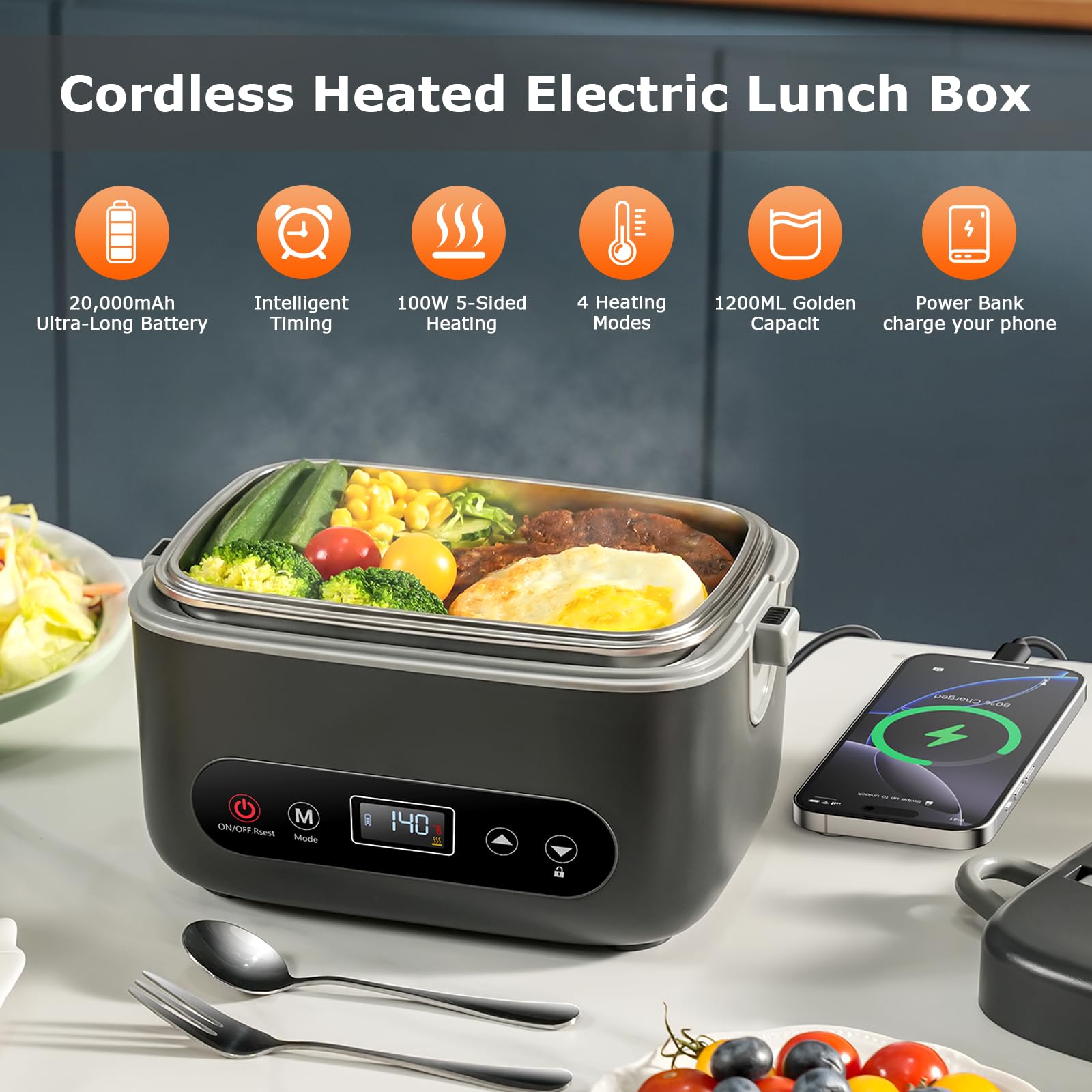 THZDMI Lunchbox con batería de 20000mAh para autonomía prolongada