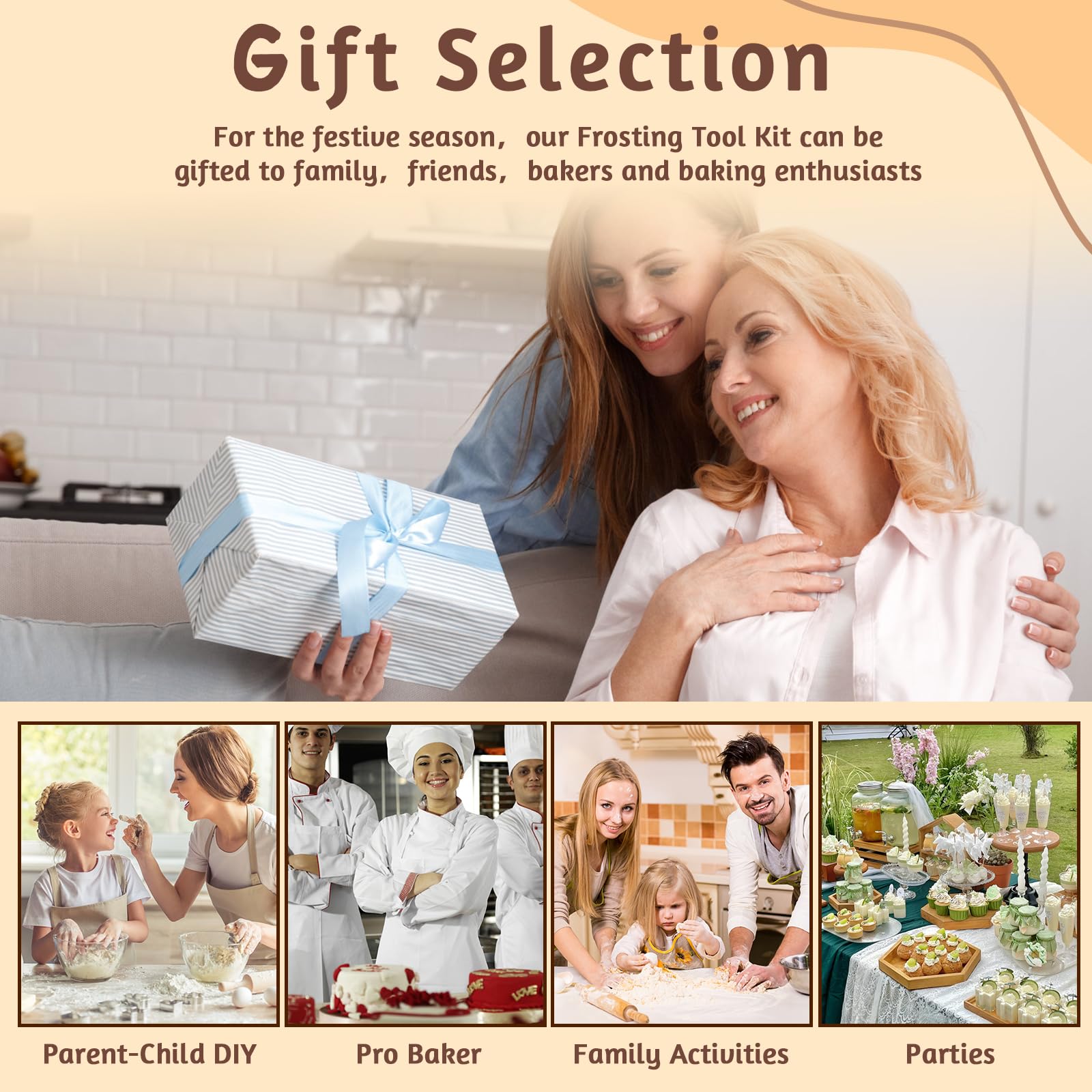 Regalo práctico para aficionados a hornear galletas, cupcakes y decoraciones.