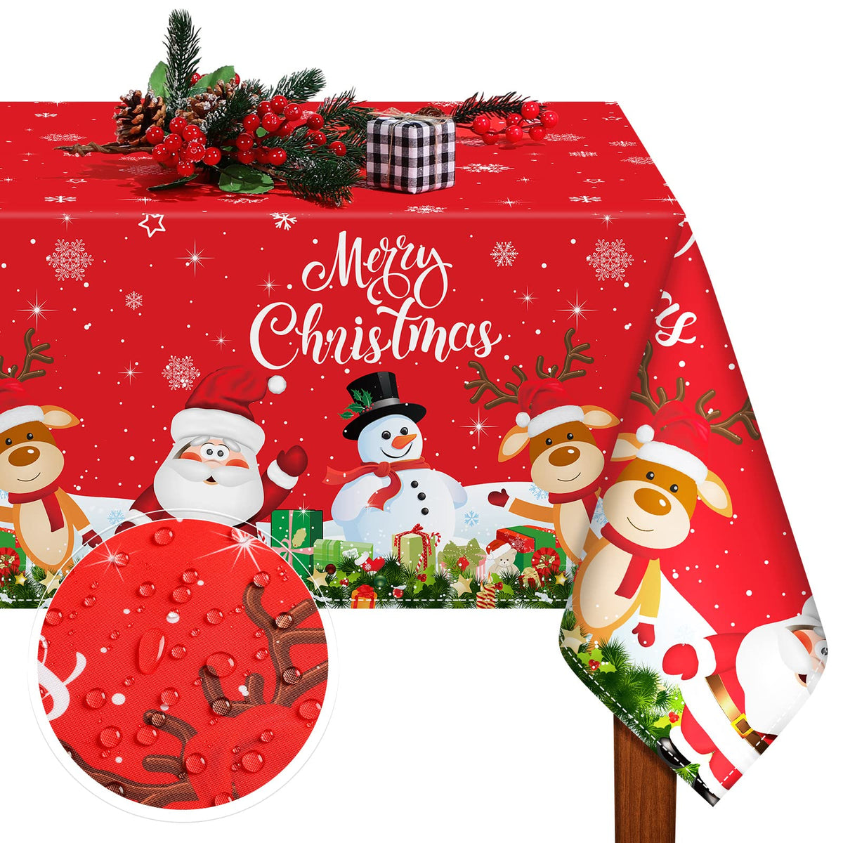 Funda Tiamon con muñeco de nieve para Navidad, protege la mesa y añade encanto.