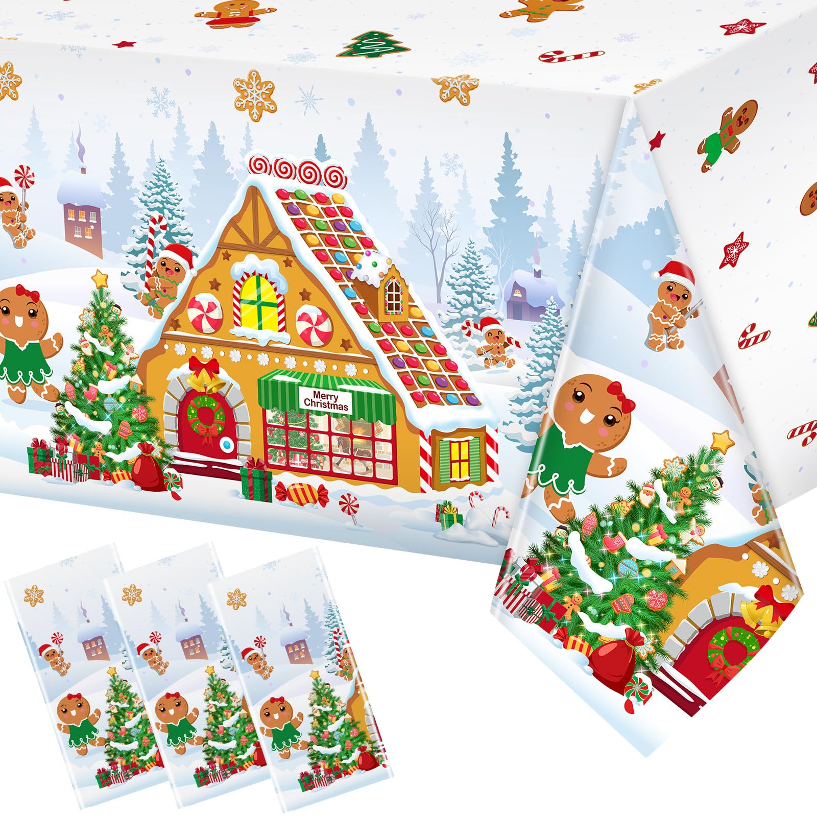 Mantel Tiamon Navidad con hombre de jengibre para mesa festiva.