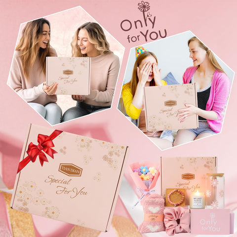 Presentación de empaque elegante Tian Dian con tarjeta personalizada.