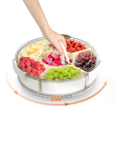Bandeja TianfuSpanda dividida con tapa y asa y 6 compartimentos ideal para snacks