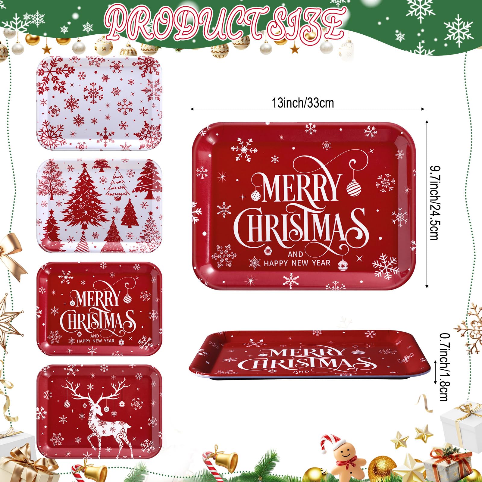Conjunto de cuatro bandejas Tiangrid Navidad para servir entrantes en fiestas