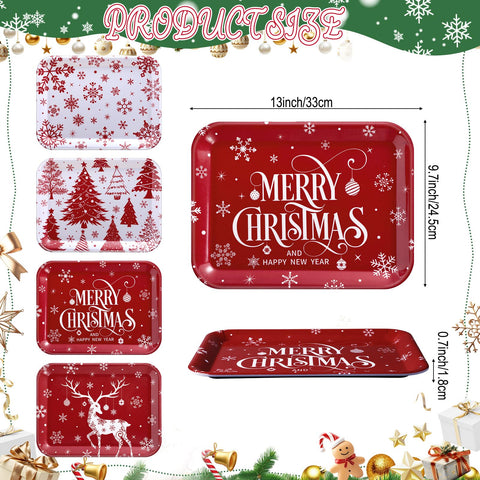 Conjunto de cuatro bandejas Tiangrid Navidad para servir entrantes en fiestas