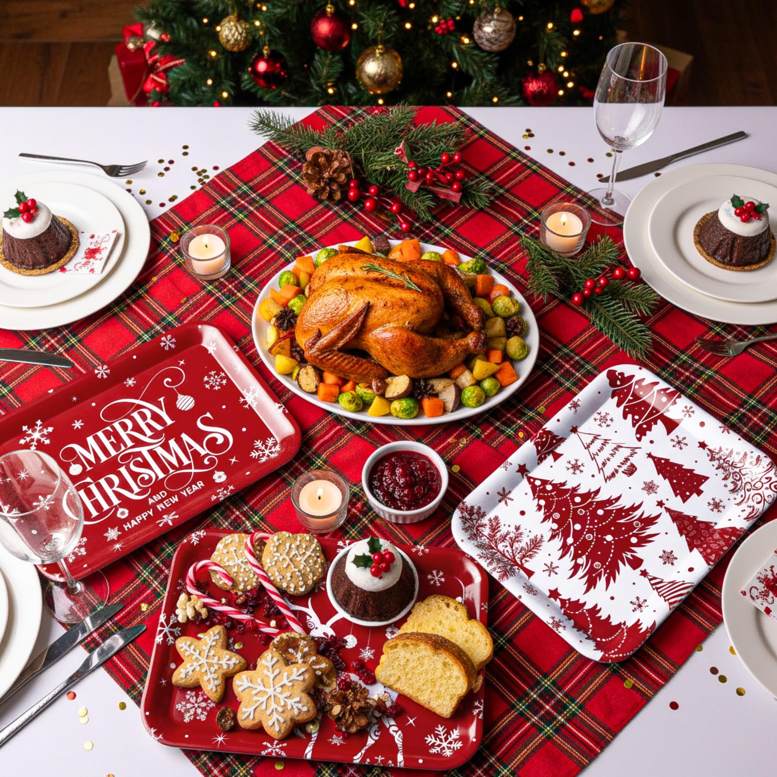 Bandeja Tiangrid para servir snacks en fiestas navideñas