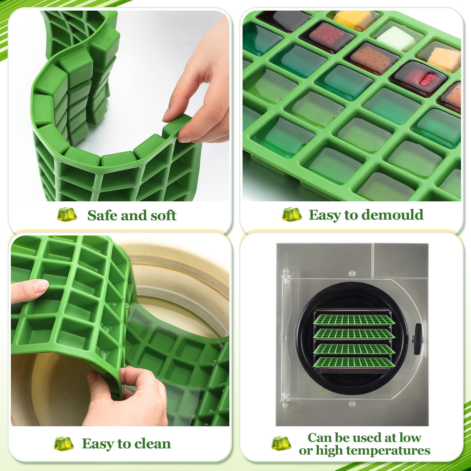 Tiangrid moldes silicona Harvest Right Medium color verde, fáciles de limpiar tras uso