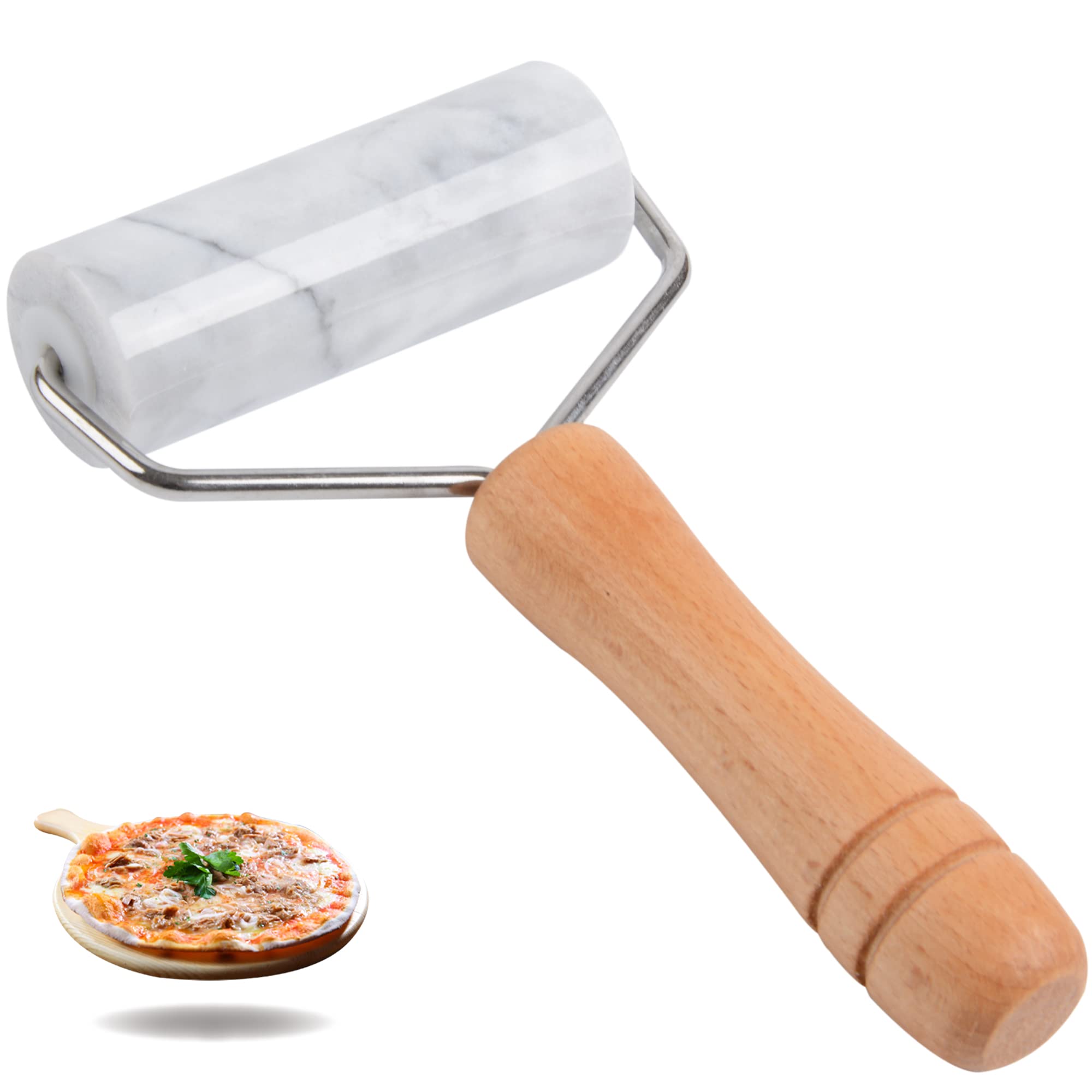 Rodillo Tianman de marmol blanco con superficie antiadherente para masas.