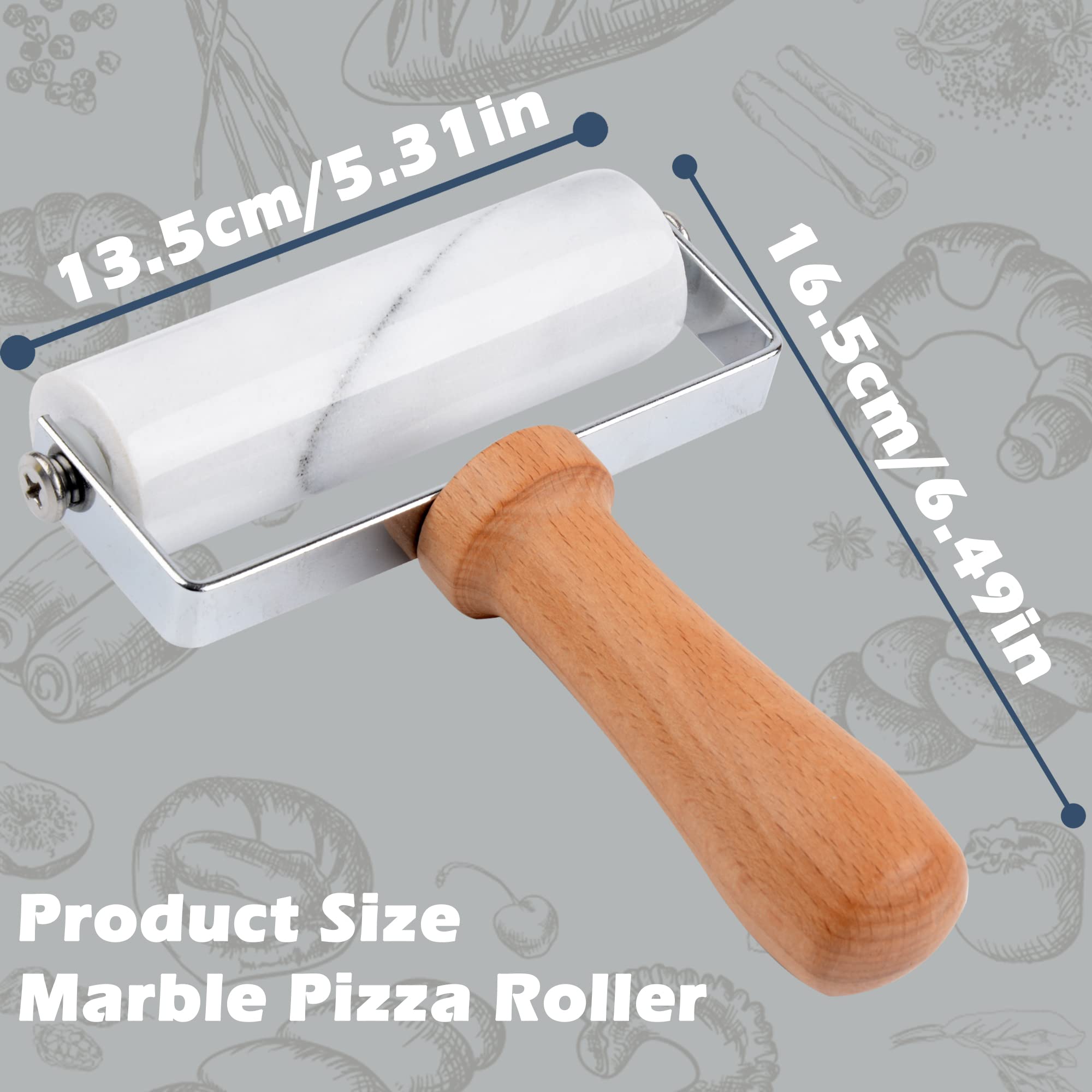 Tianman rodillo para pizza de marmol blanco facilita rodar la masa de manera uniforme
