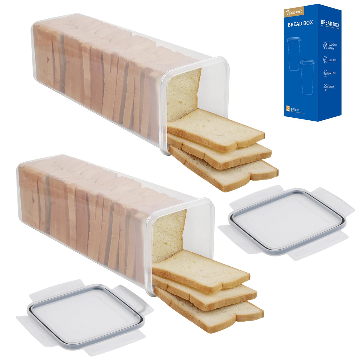 Caja pan Tiawudi dos pack, ahorro de espacio en la encimera.