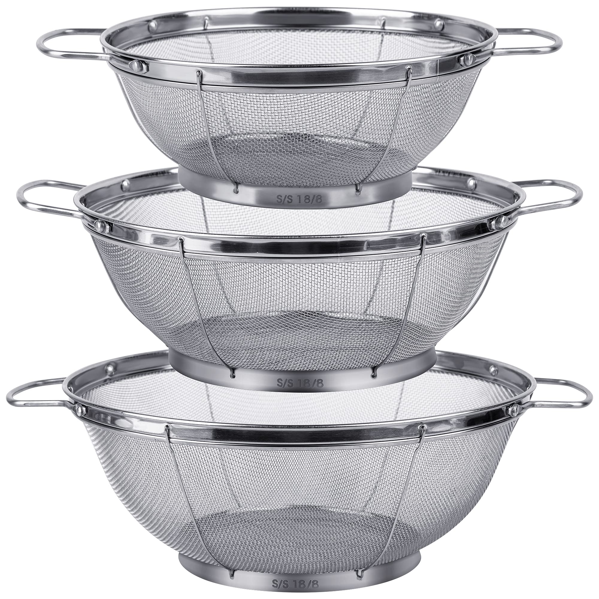Colador 5qt de Tiawudi en acero 18-8 para escurrir pasta rápidamente