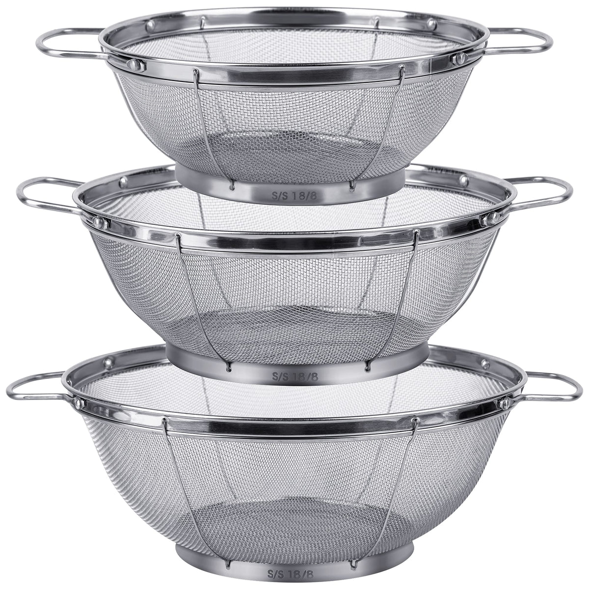 Colador 5qt de Tiawudi en acero 18-8 para escurrir pasta rápidamente