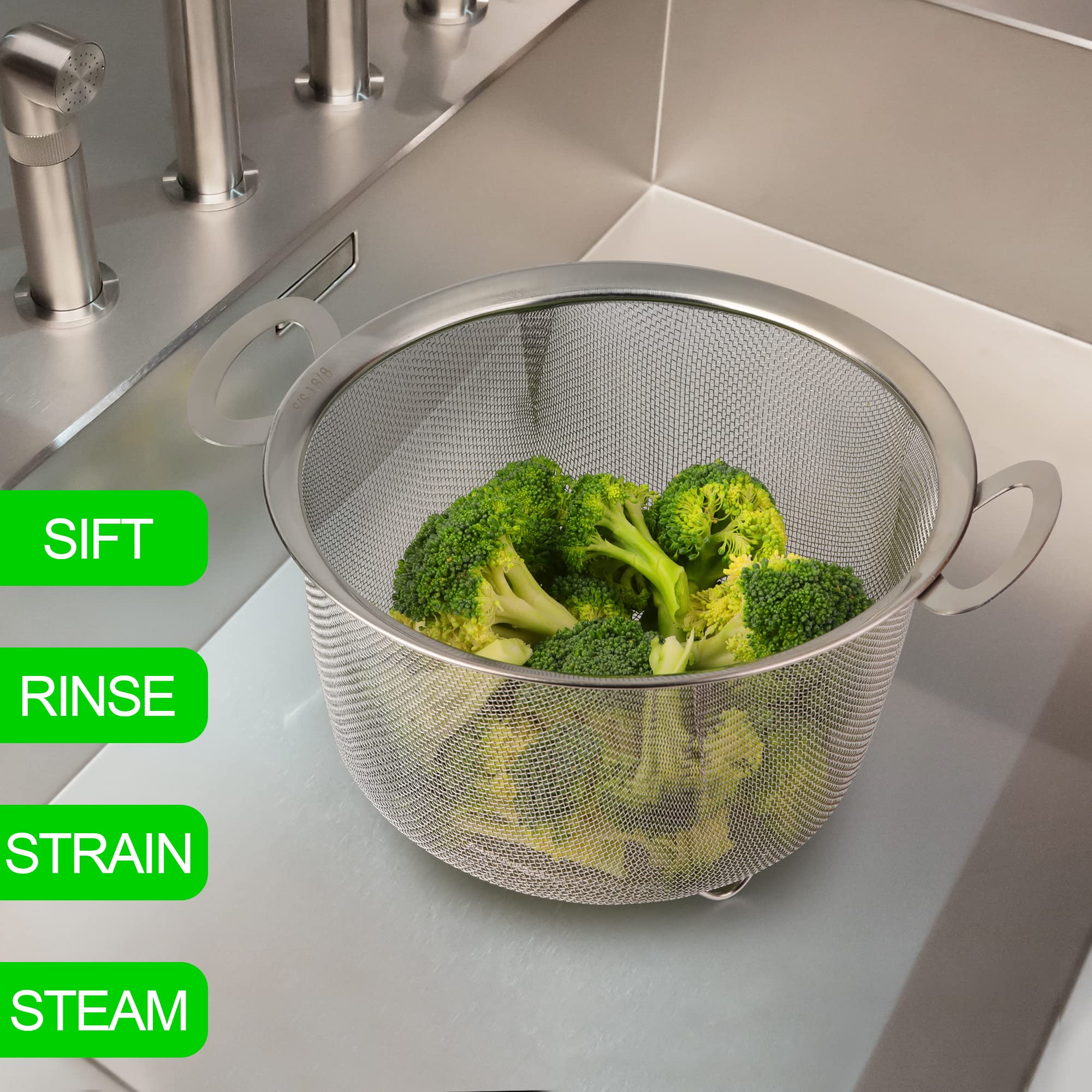 Coladores apilables de Tiawudi para ahorro de espacio en la cocina.