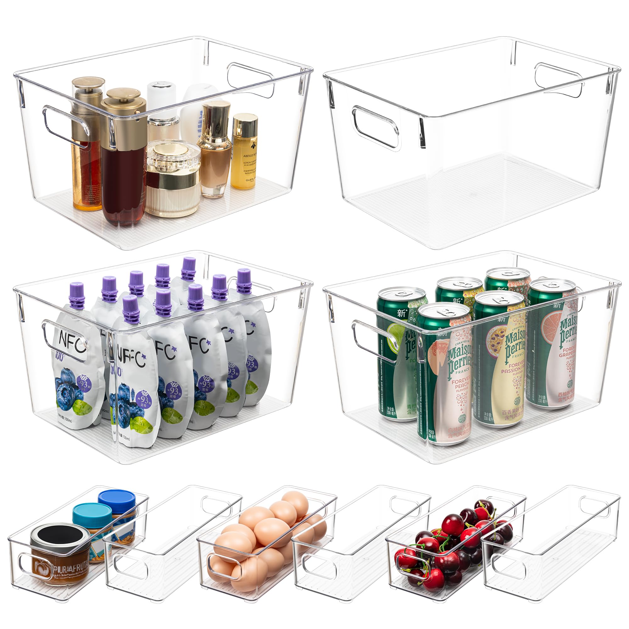 Conjunto de contenedores transparentes Tiawudi para despensa organizada.
