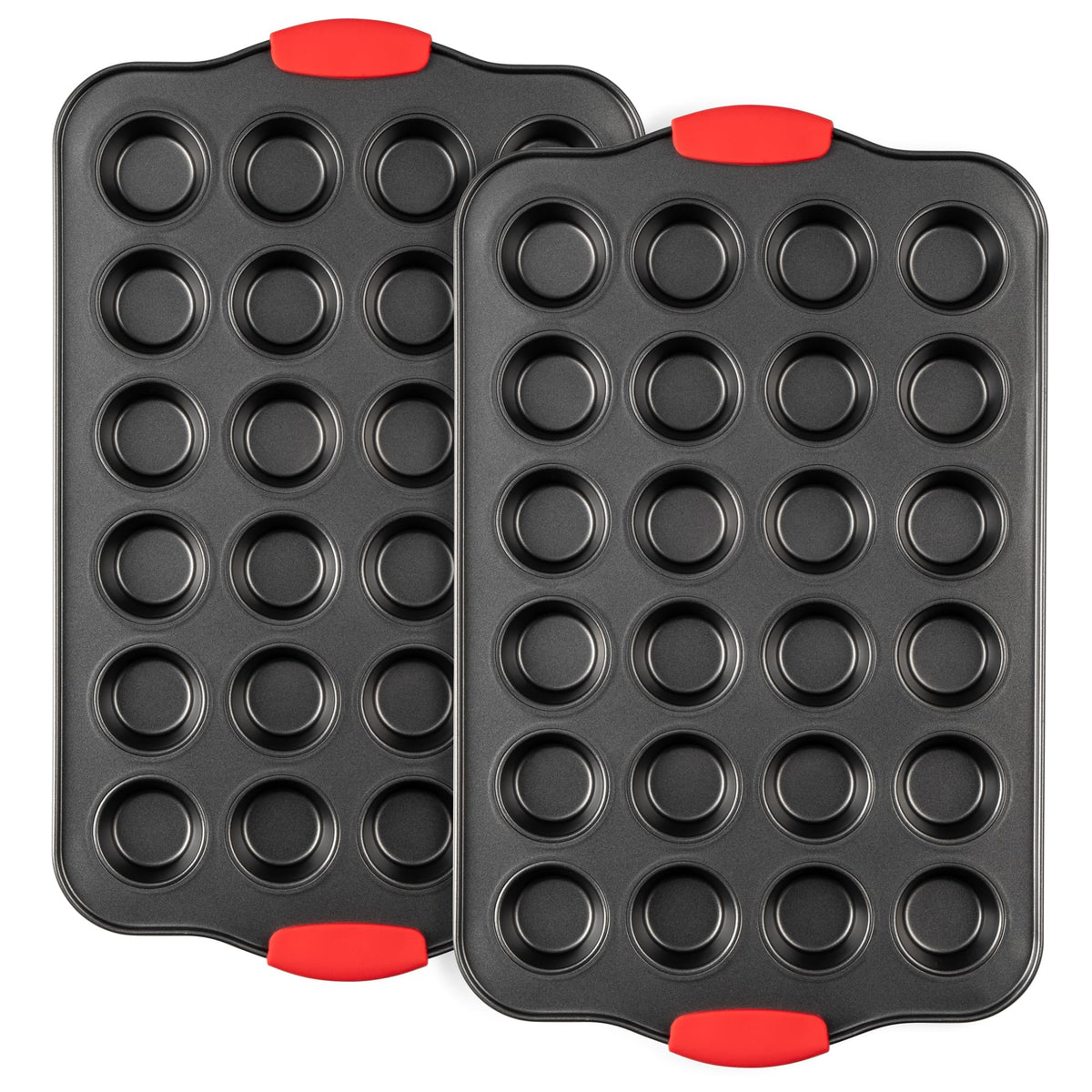 Moldes Tiawudi para mini muffins con 24 cavidades, ideal para porciones pequeñas en fiestas.
