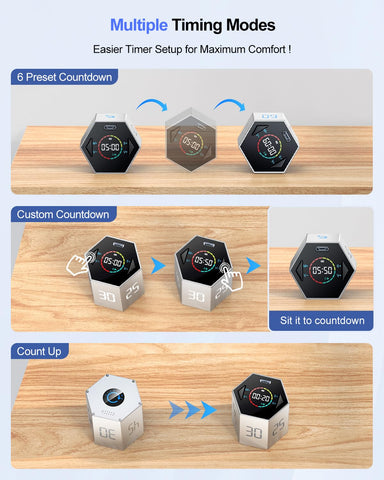 Ticktime cubo Pomodoro con seis ajustes para sesiones rápidas