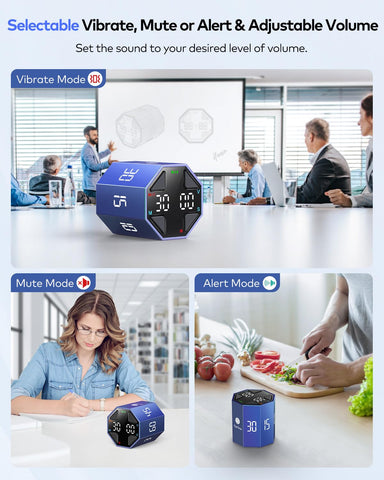 Ticktime Cubo Pomodoro base-magnetica: se fija en superficies metálicas para manos libres.