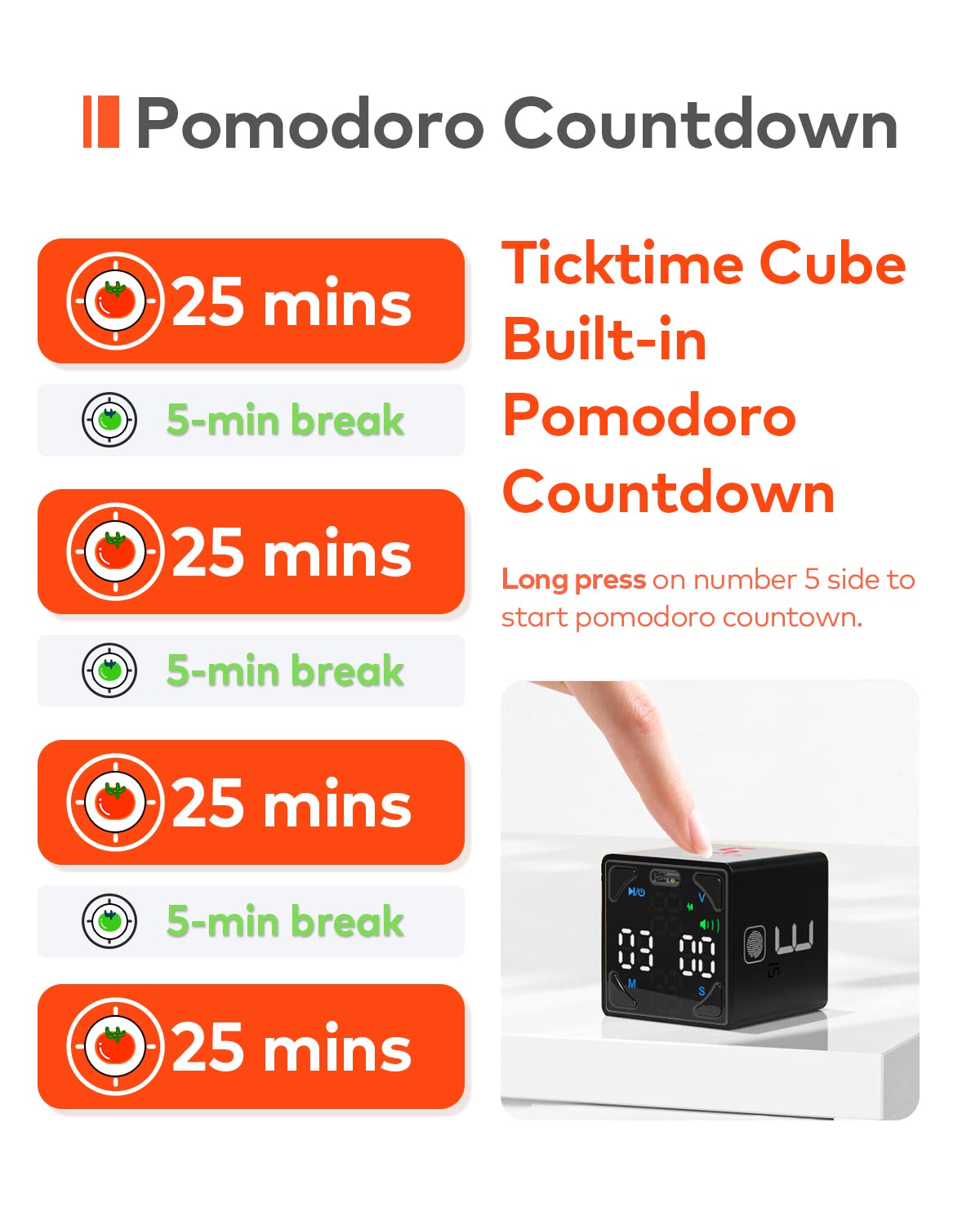Ticktime Cube carga USB-C: recarga rápida sin baterías