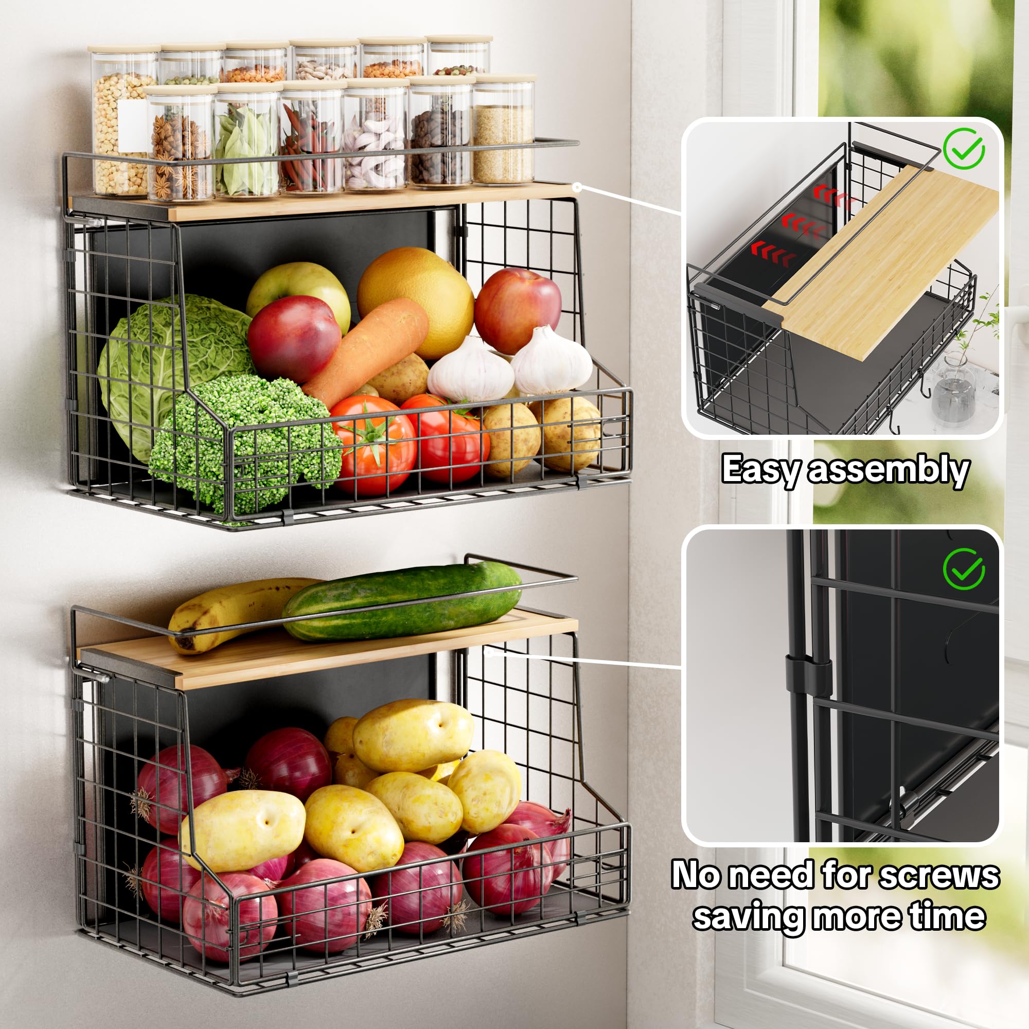 Tidiiabode cesto magnético para fruta y verduras, organizado y visible