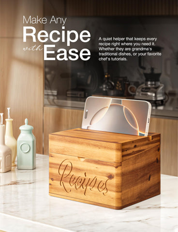 Tidita Acacia Box, frente grabado Recetas que aporta toque decorativo atemporal.