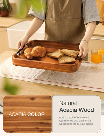 Tidita bandeja de acacia con esquinas redondeadas y seguras