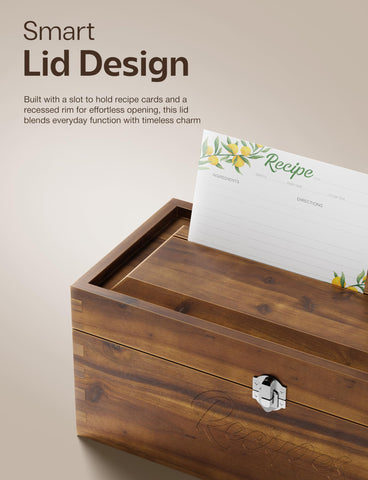 Tidita caja-recetas-acacia-dos-compartimentos organiza recetas y documentos.