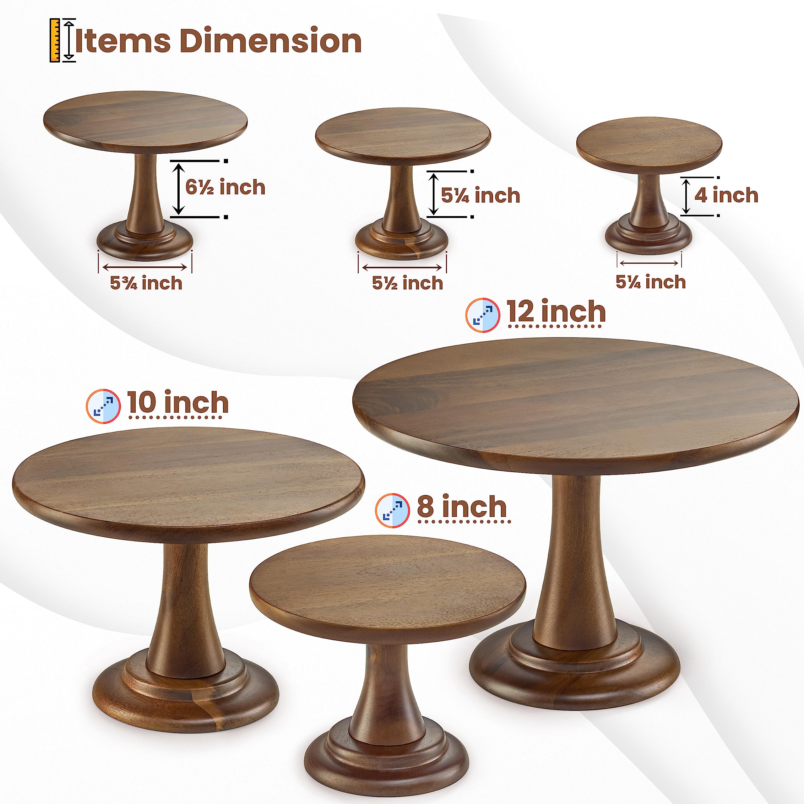 Tidita expositor de postres de madera acacia, ideal para eventos rústicos.