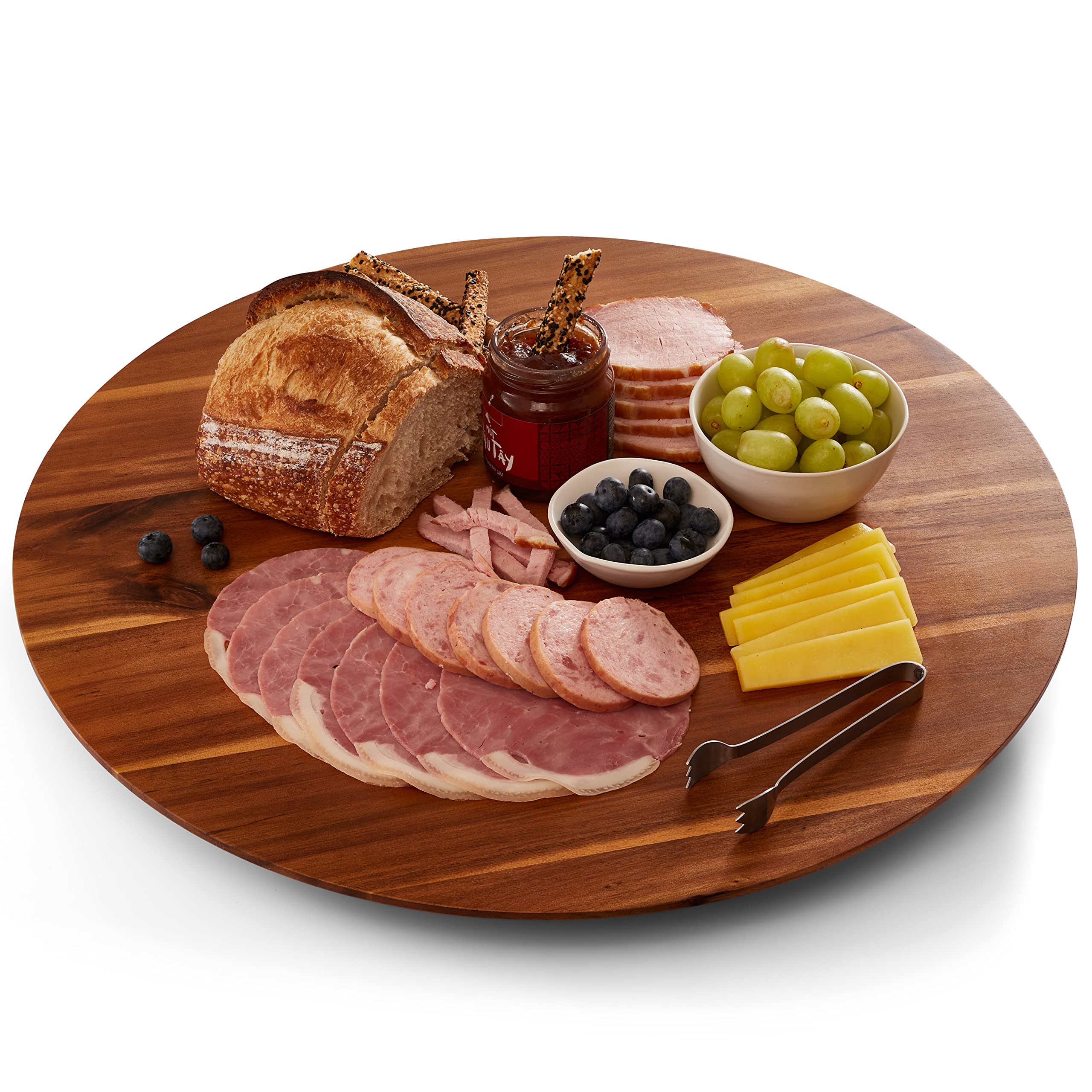 Tidita Lazy Susan de acacia, superficie amplia para aperitivos
