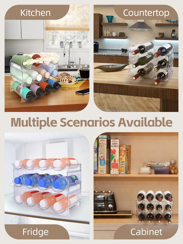 Almacenamiento versátil para botellas deportivas y tazas en un solo lugar.