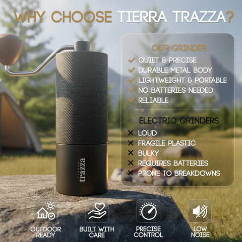 TIERRA TRAZZA cuerpo de aluminio resistente, robustez que mejora con el uso.