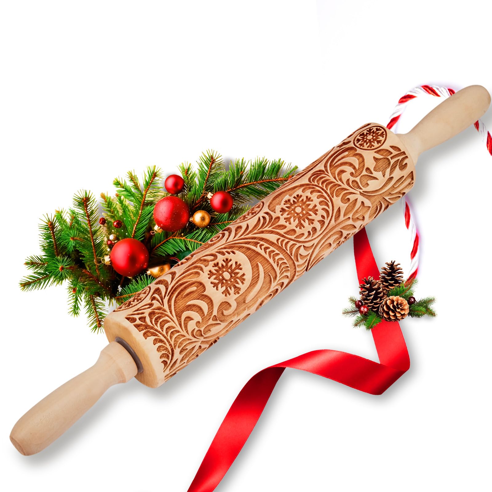 Tietoc rodillo navideño con patrones de nieve para galletas festivas