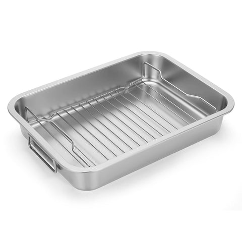 Tifanso bandeja para pavo de acero inoxidable, resistente y apta para inducción.