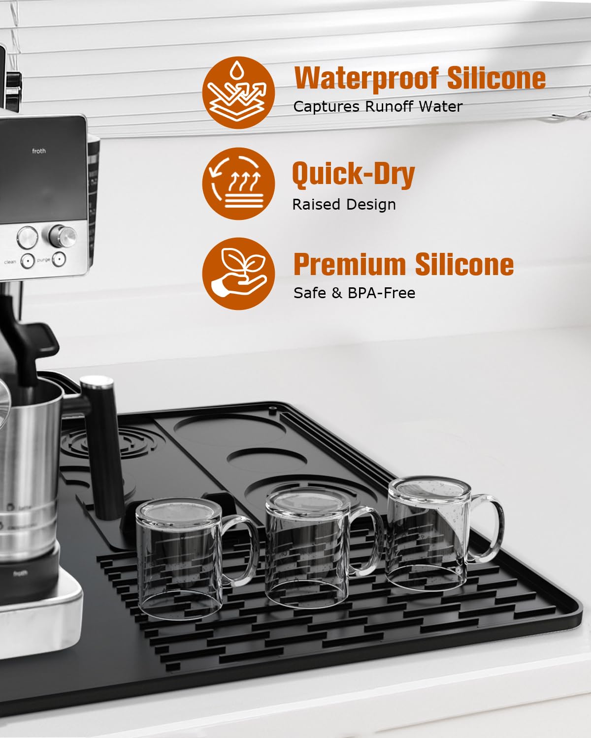 Uso doméstico: estera de silicona para máquinas de espresso en casa.