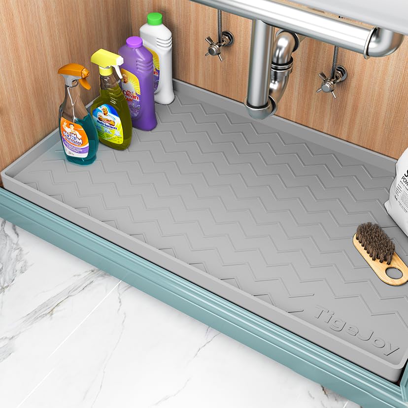 Tapete de silicona TigeJoy para bajo fregadero ofrece protección impermeable ante derrames.