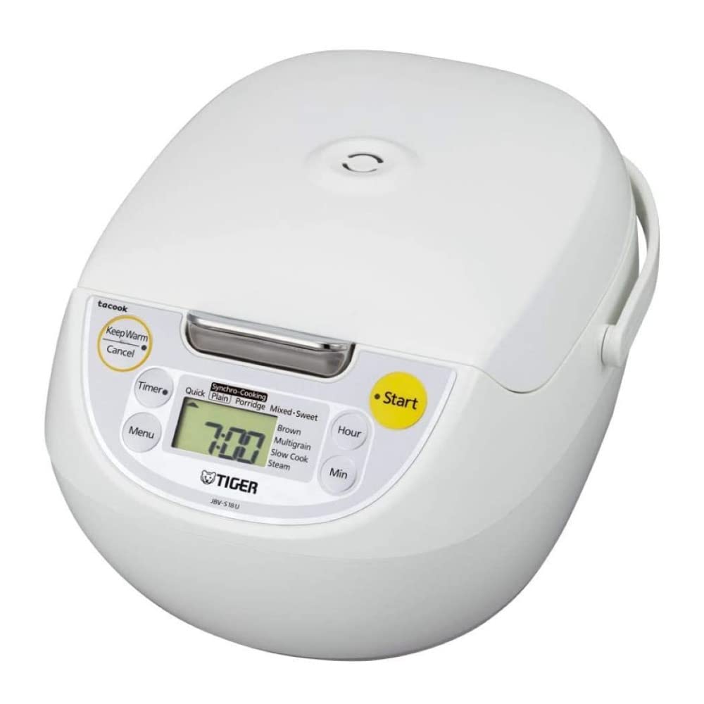 Tiger JBV-S18U vista frontal en blanco, diseño compacto para cocinas modernas.