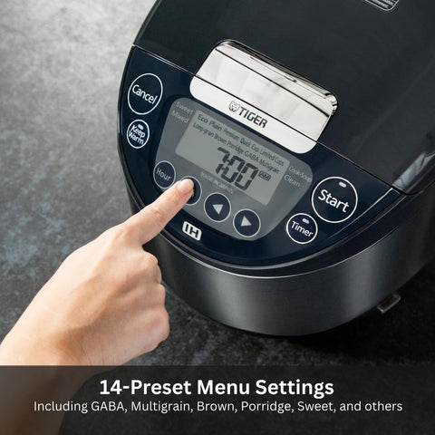 Tiger JPW-H10U pantalla de visualización para recetas y ajustes.