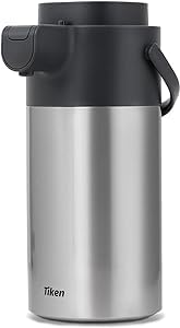 Dispensador de café Tiken con tapa desmontable para limpieza rápida.