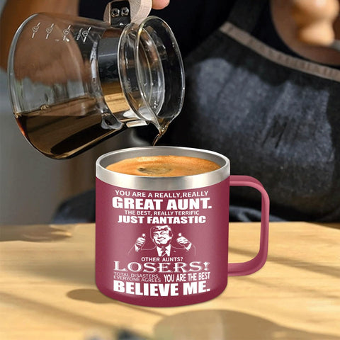 TIKMODERN Regalo Día de la Madre para tía, taza duradera y elegante.