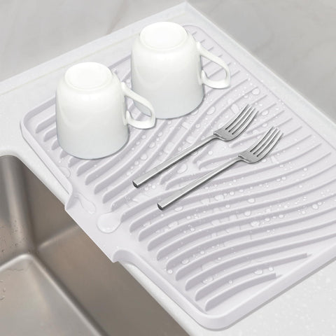 TIKNIK tapete de secado de silicona para cocina con drenaje, ayuda a secar platos rápidamente