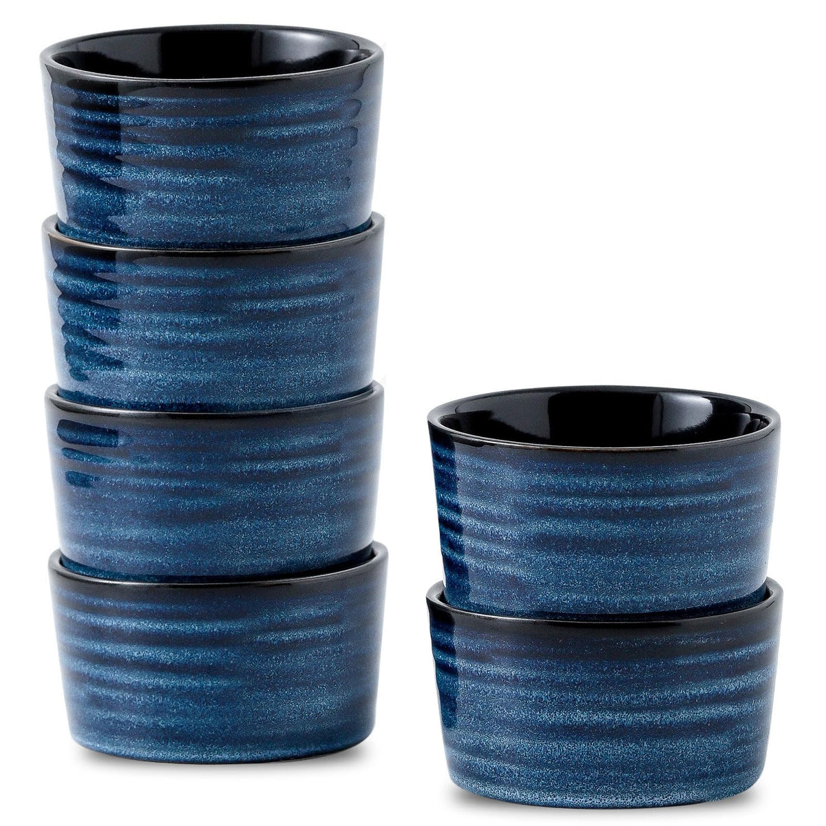 tikooere ramequines de cerámica 4 oz en azul, ideales para postres pequeños.