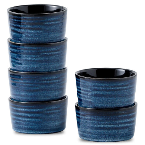 tikooere ramequines de cerámica 4 oz en azul, ideales para postres pequeños.