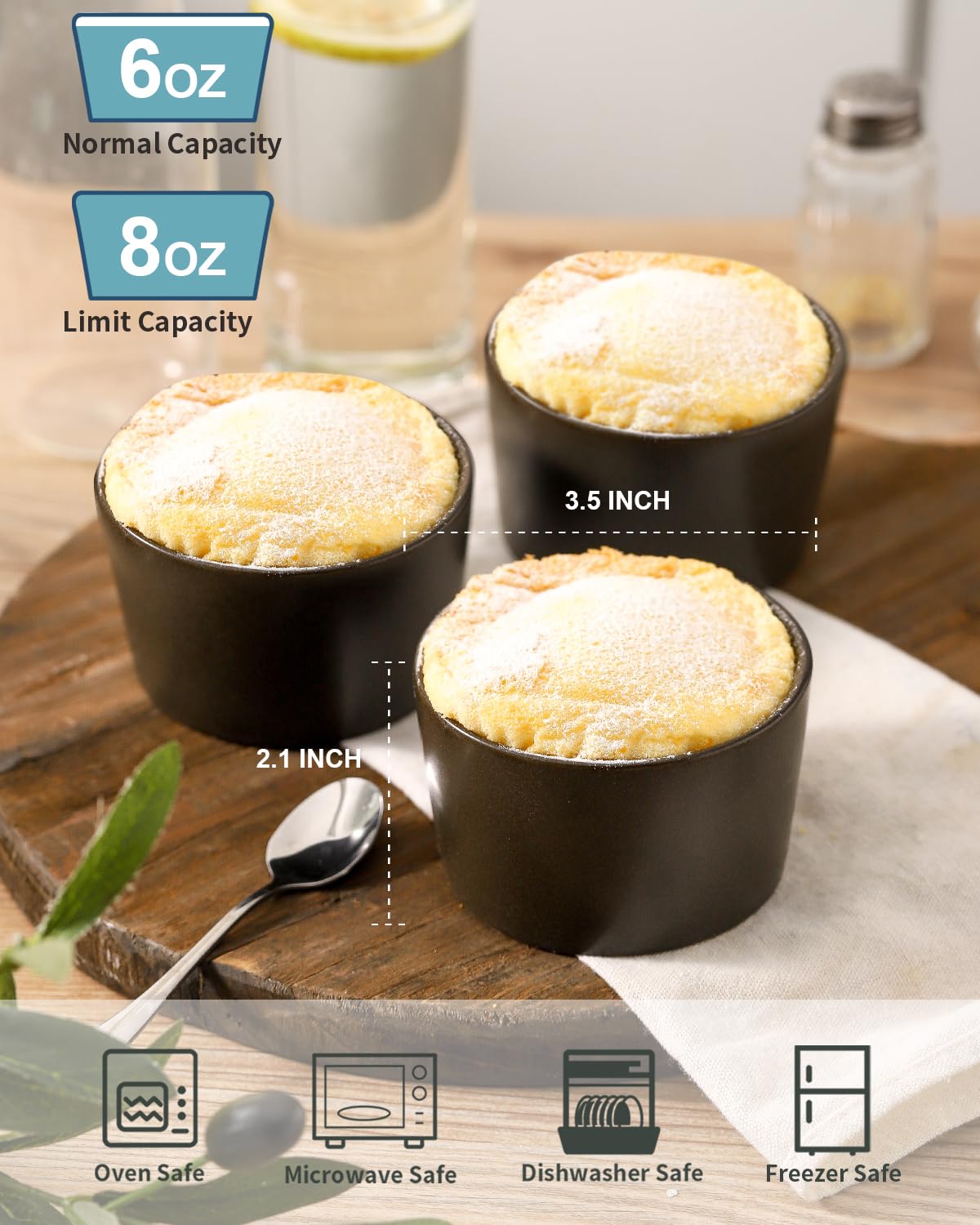 Tikooere ramequines 6 oz, ideal para creme brulee y postres