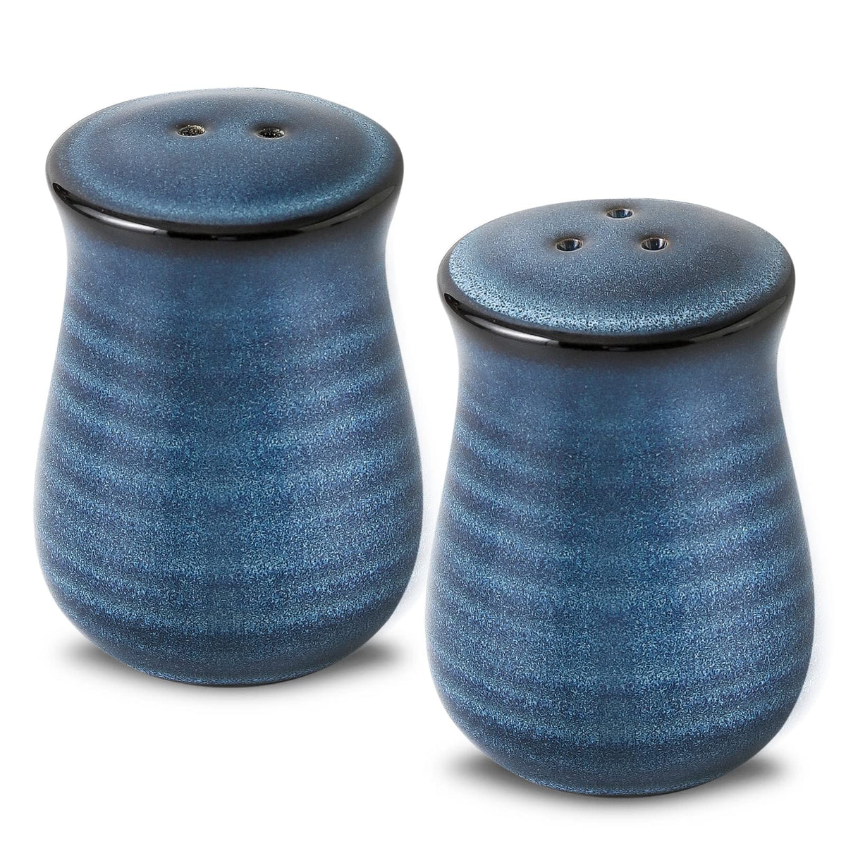 Tikooere Salero-Pimienta Cerámico de estilo antiguo azul para mesa.