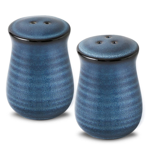 Tikooere Salero-Pimienta Cerámico de estilo antiguo azul para mesa.