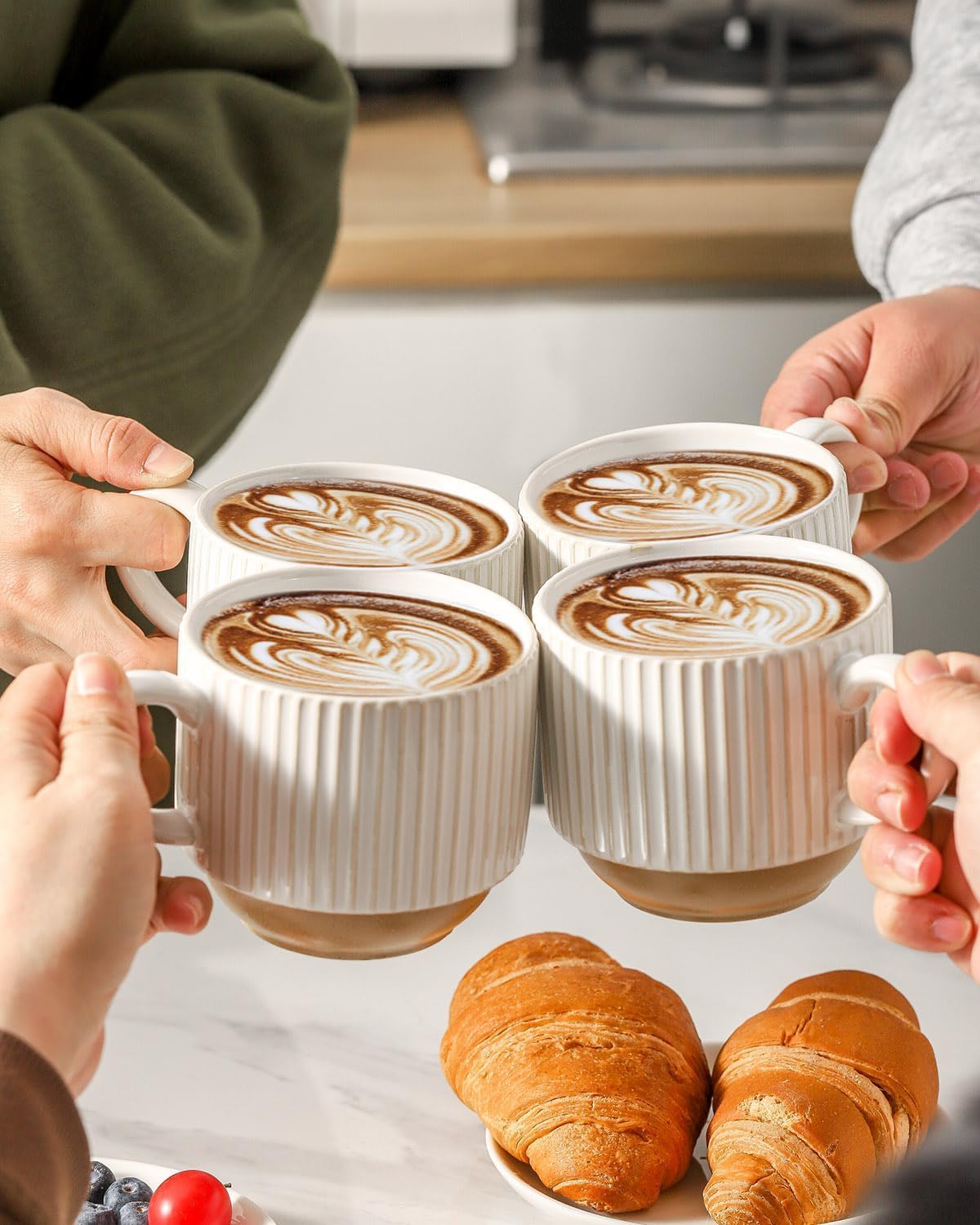 Tikooere tazas cerámica apilables para mesa ordenada y estilo
