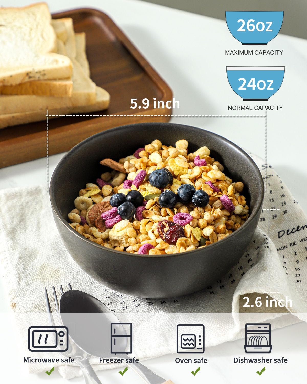 Tikooere tazones desayuno cereal, ideales para comenzar el día con energía.