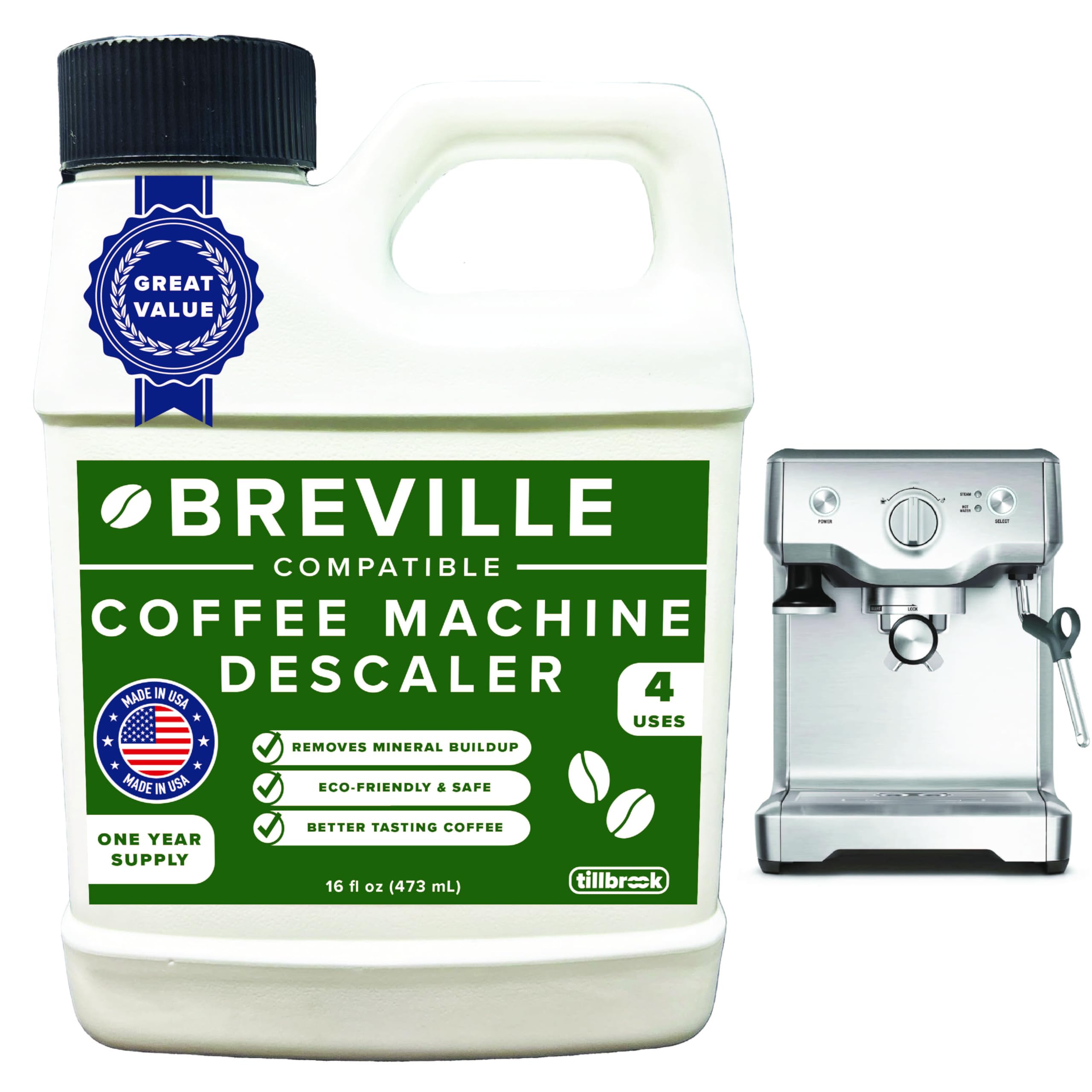 Tillbrook desincrustante concentrado, botella 16 oz, limpieza profunda de cafetera