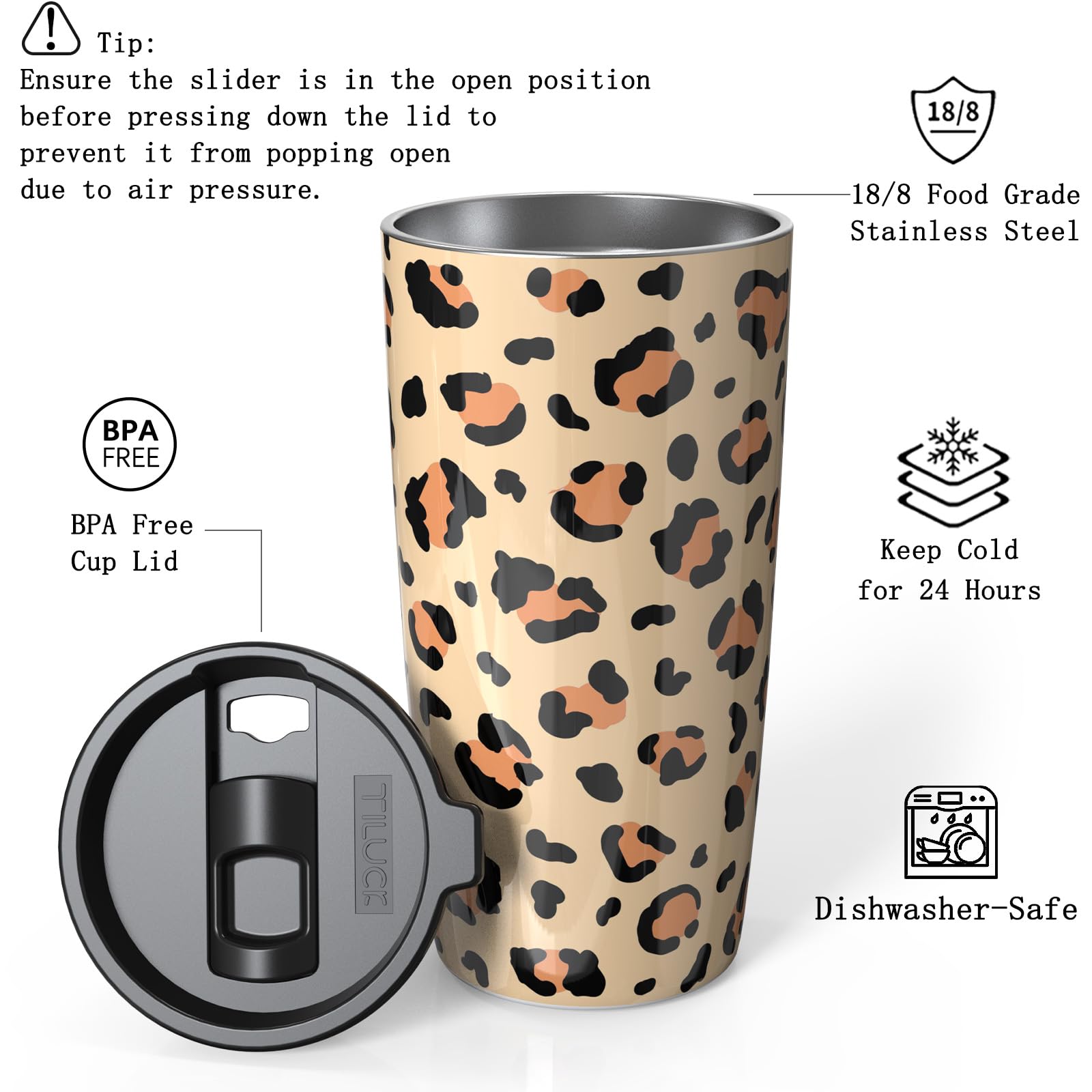 TILUCK tumbler 20oz lavado fácil para una limpieza sin esfuerzo.