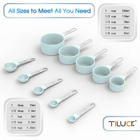 Cucharas medidoras TILUCK de acero inoxidable, listas para medir con precisión.