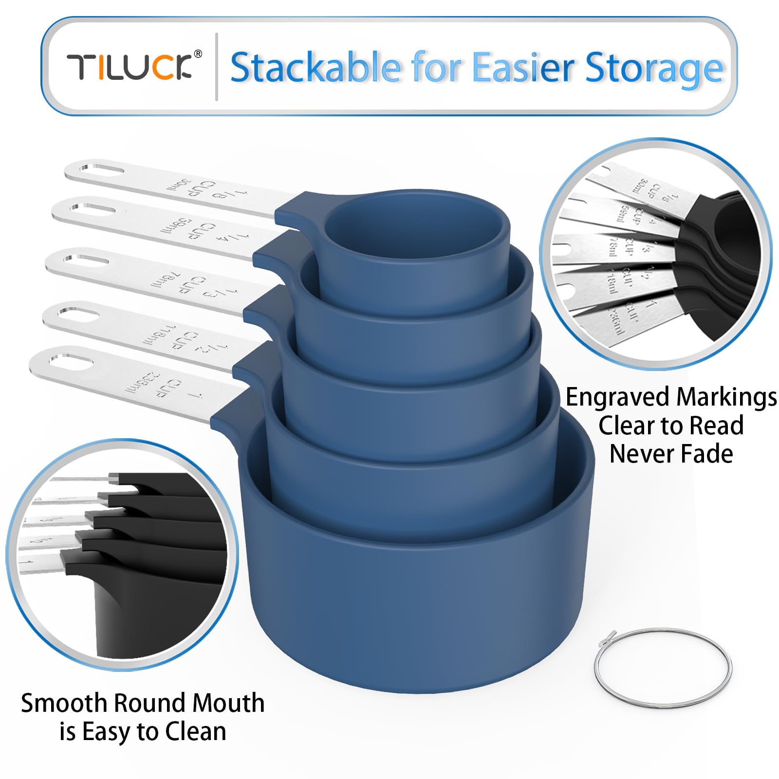 TILUCK diseño apilable de tazas y cucharas, ahorro de espacio en cocina