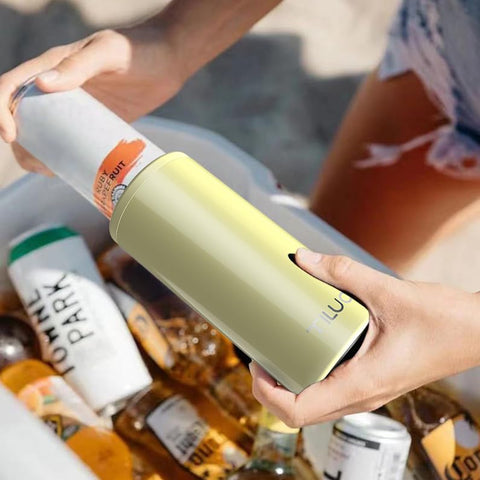 TILUCK enfriador de latas slim 12 oz limón, acabado acero inoxidable resistente